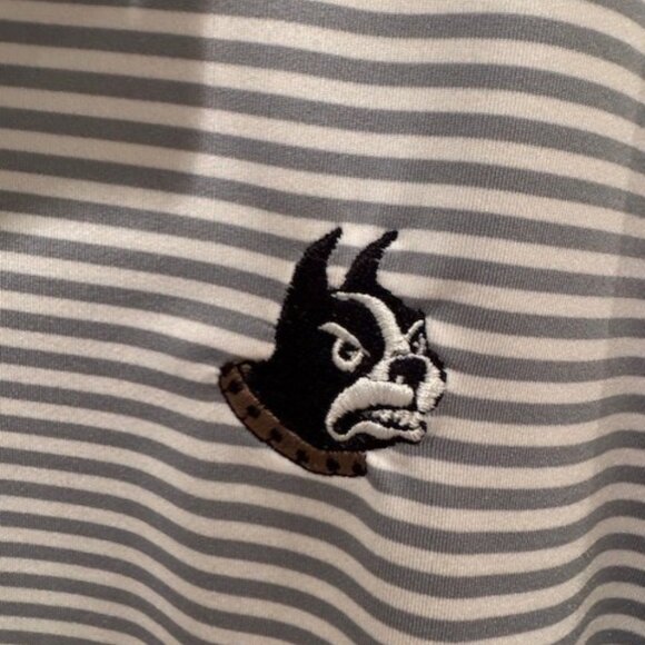 Men's XXL Wofford College Gray and White Striped Polo - Picture 1 of 2